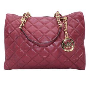 Michael Kors Susannah Large Tote Purse Maroon Leather Gold Hardware New W/Defect